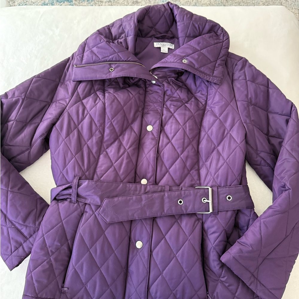 Pendleton Jacket Women's Large Purple Belted Quil… - image 1